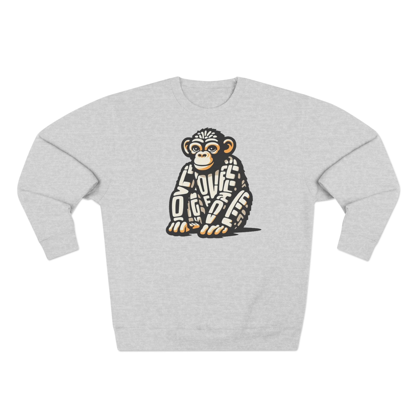 Love Monkey Sweatshirt, Unisex Premium Crewneck, Cosy Casual Wear for Him & Her, Ideal Christmas or Birthday Gift