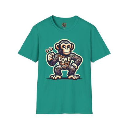 T-Shirt Love Monkey - Cool, Stylish & Trendy Unisex Softstyle Tee for Casual Wear, Perfect Gift for Friends and Family