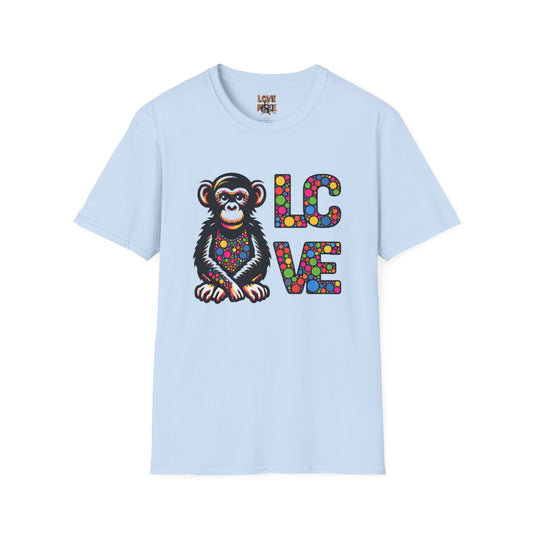 T-Shirt Love Monkey - Unisex Softstyle Casual Wear, Fashionable & Unique Gift for Friends, Family, Birthdays and More