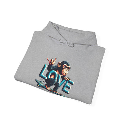 Hoodie Love Monkey Skate - Unisex Heavy Blend™ Hooded Sweatshirt, Comfy Skateboarding Apparel, Perfect Gift for Skaters