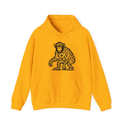 Hooded Sweatshirt Love Monkey Unisex Premium Crewneck, Cosy Comfy Warm Clothing, Perfect Gift for Couples, Valentine's Day Present