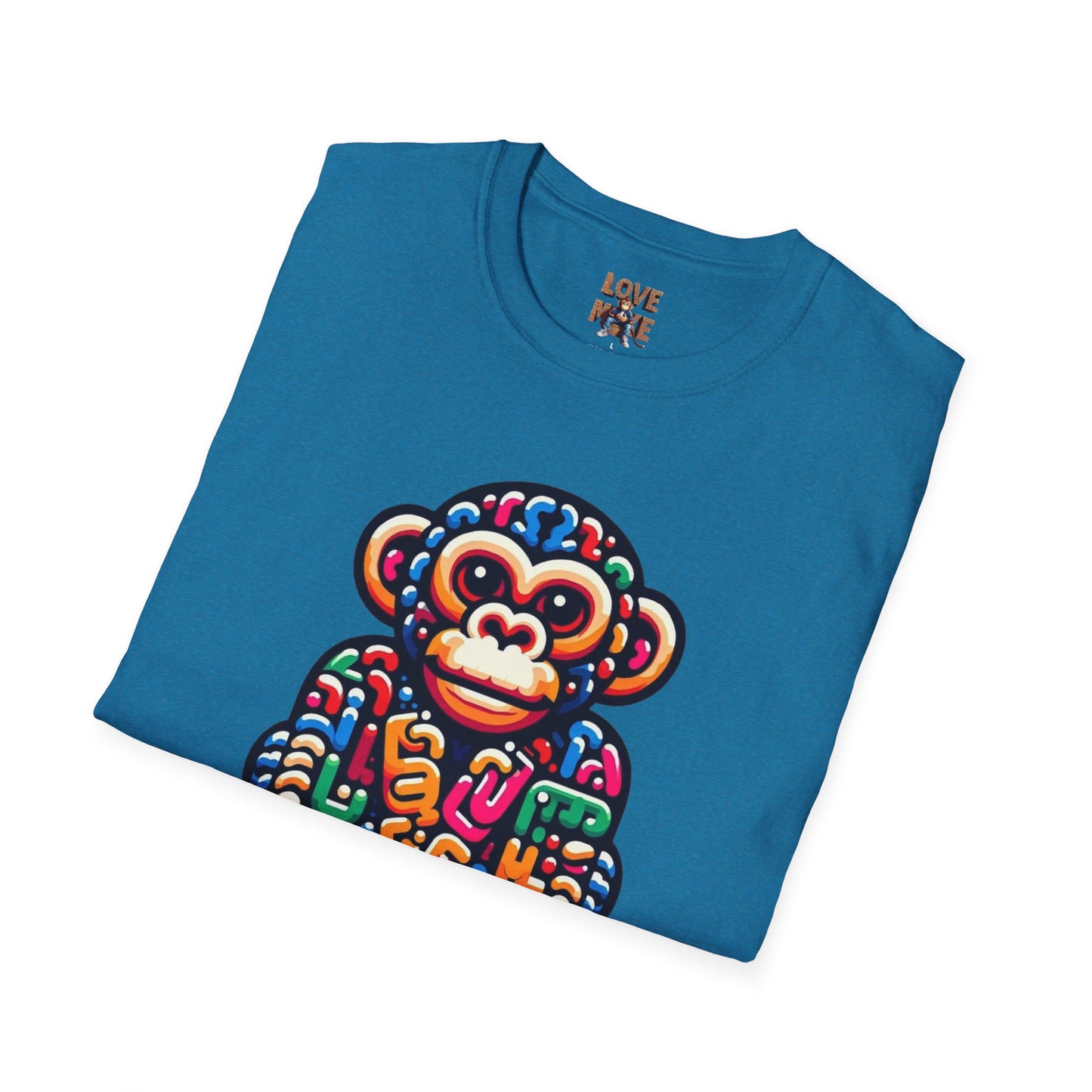 T-Shirt - Love Monkey Design, Trendy Unisex Softstyle Tee, Stylish & Cool Casual Wear, Perfect Gift for Any Occasion