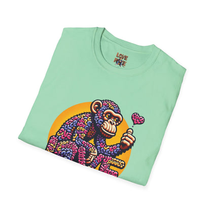 T-Shirt - Love Monkey Design, Trendy Unisex Softstyle Tee, Stylish & Cool Casual Wear, Perfect Gift for Any Occasion