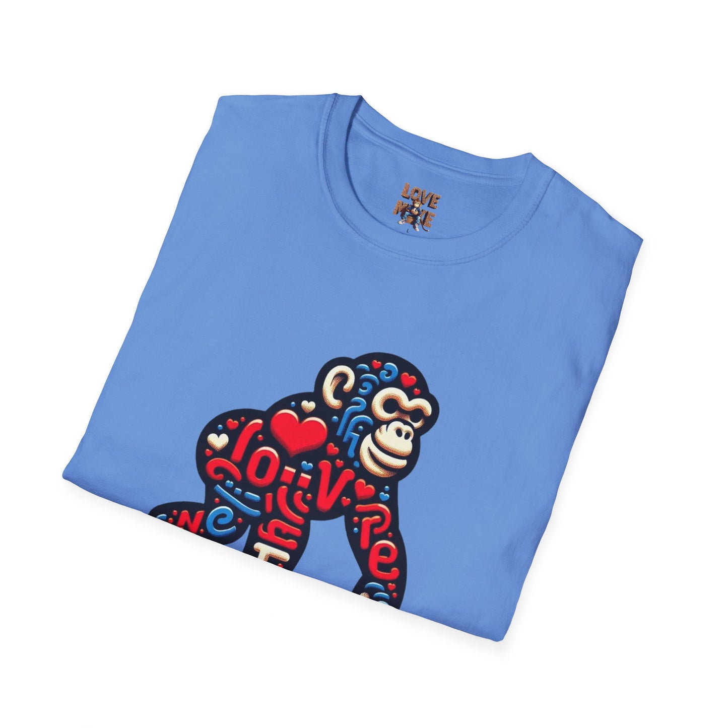 T-Shirt Love Monkey - Unisex Softstyle Casual Wear, Fashionable & Unique Gift for Friends, Family, Birthdays and More