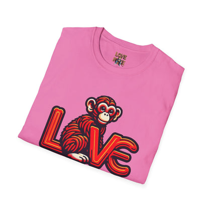 T-shirt Love Monkey Design - Cool, Stylish & Trendy - Perfect for Casual Wear - Unique Gift Idea