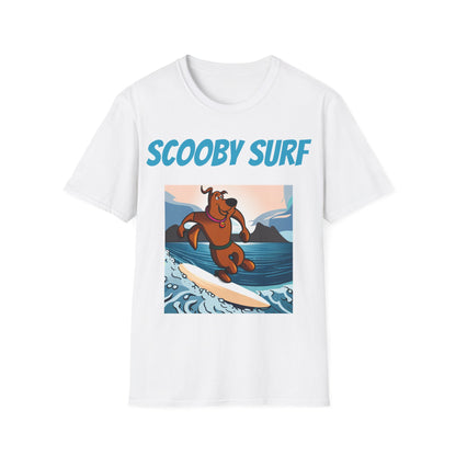 Scooby Surf T-Shirt Surfs Up - Unisex Softstyle Tee, Perfect for Beach Lovers & Water Sports Enthusiasts, Great Gift Idea