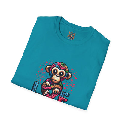 T-Shirt Love Monkey - Cool & Stylish Unisex Softstyle Tee for Casual Wear, Perfect Gift for Friends and Family