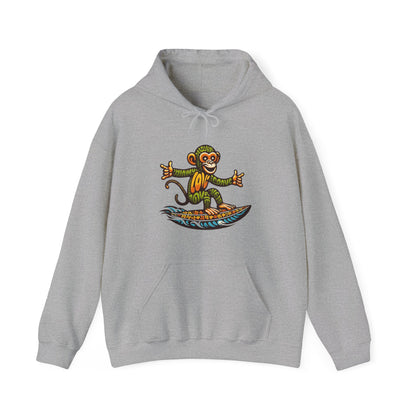 Hoodie Love Monkey Design, Cool Surfer Style Tee, Perfect for Beach Days, Great Gift for Surf Lovers