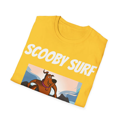 Scooby Surf T-Shirt Surfs Up - Unisex Softstyle Tee, Perfect for Beach Lovers & Water Sports Enthusiasts, Great Gift Idea