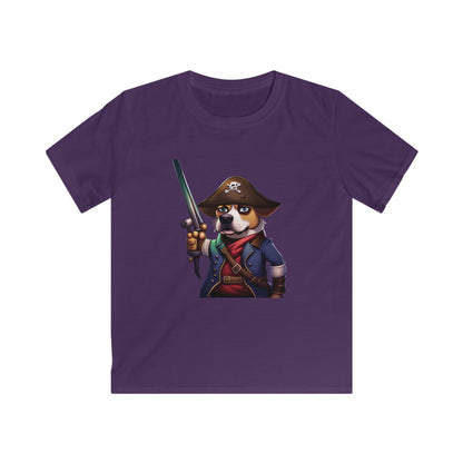 T Shirt: Pirate Dog Kids Softstyle Tee - Fun and Unique Children's Clothing - Great for Playtime - Perfect Gift for Little Adventurers