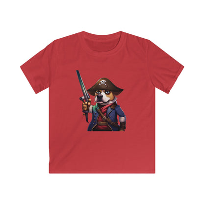 T Shirt: Pirate Dog Kids Softstyle Tee - Fun and Unique Children's Clothing - Great for Playtime - Perfect Gift for Little Adventurers