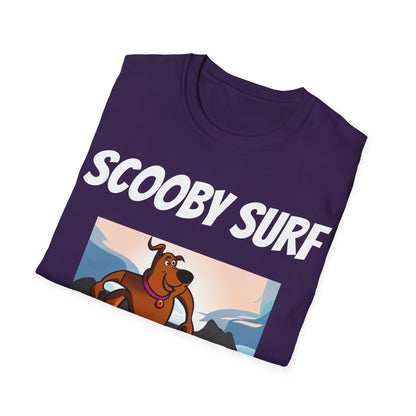 Scooby Surf T-Shirt Surfs Up - Unisex Softstyle Tee, Perfect for Beach Lovers & Water Sports Enthusiasts, Great Gift Idea