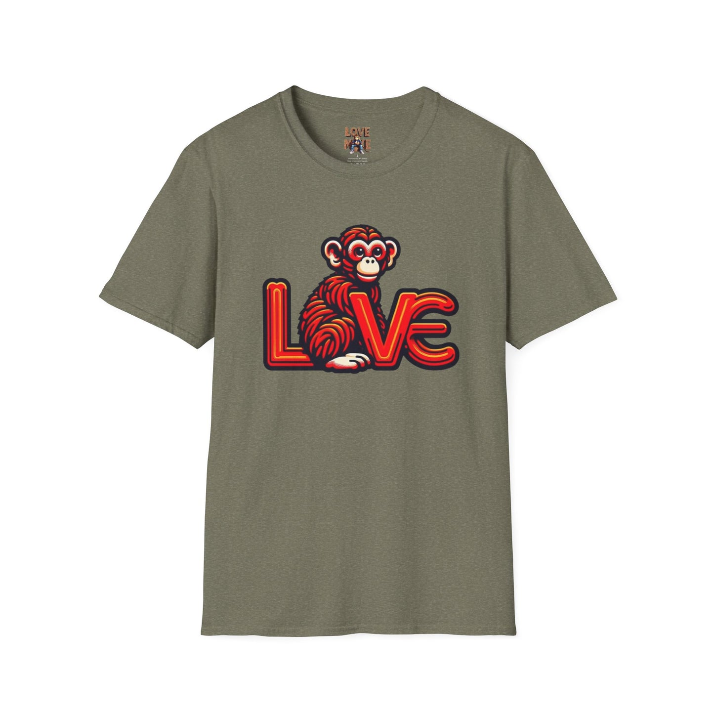 T-shirt Love Monkey Design - Cool, Stylish & Trendy - Perfect for Casual Wear - Unique Gift Idea