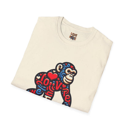 T-Shirt Love Monkey - Unisex Softstyle Casual Wear, Fashionable & Unique Gift for Friends, Family, Birthdays and More