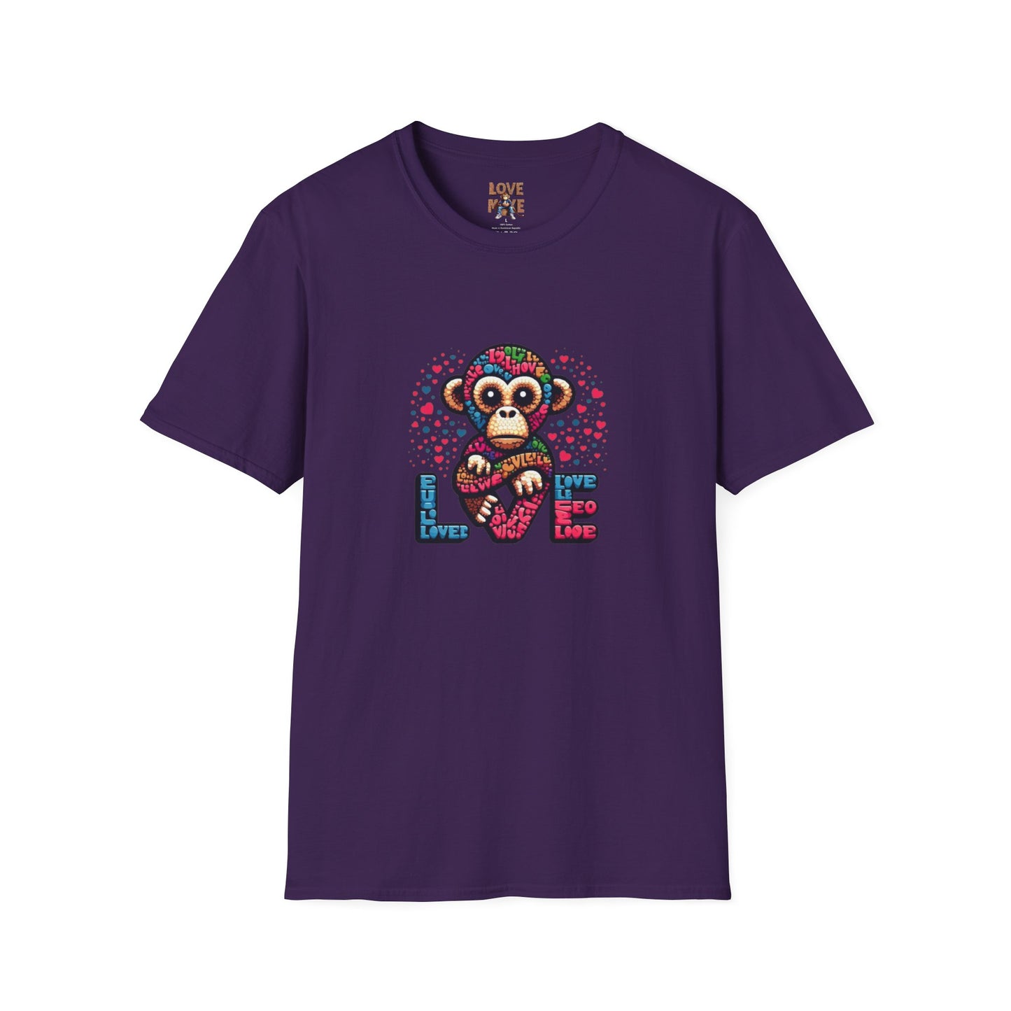 T-Shirt Love Monkey - Cool & Stylish Unisex Softstyle Tee for Casual Wear, Perfect Gift for Friends and Family