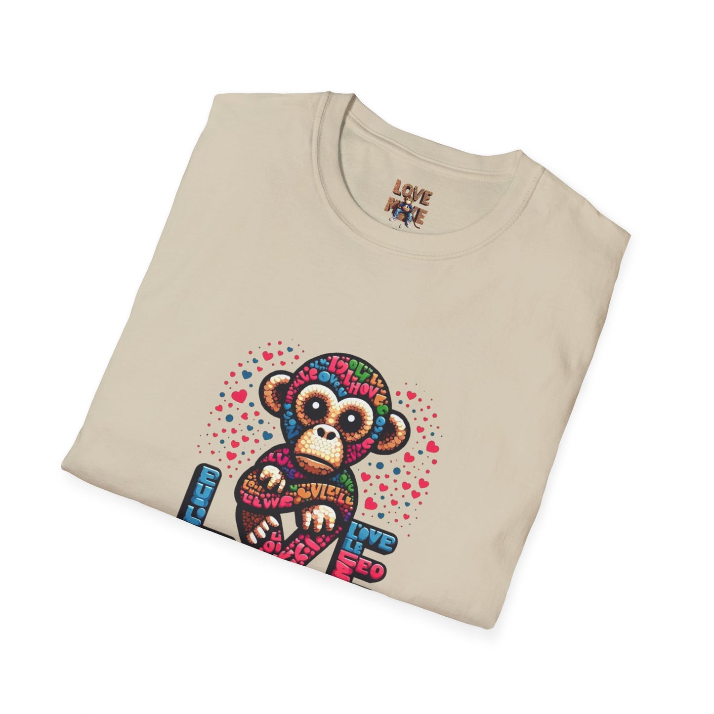 T-Shirt Love Monkey - Cool & Stylish Unisex Softstyle Tee for Casual Wear, Perfect Gift for Friends and Family