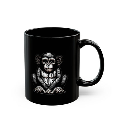 Love Monkey Mug - 11oz Black Limited Edition, Adorable Coffee Companion, Great Gift for Couples & Anniversaries