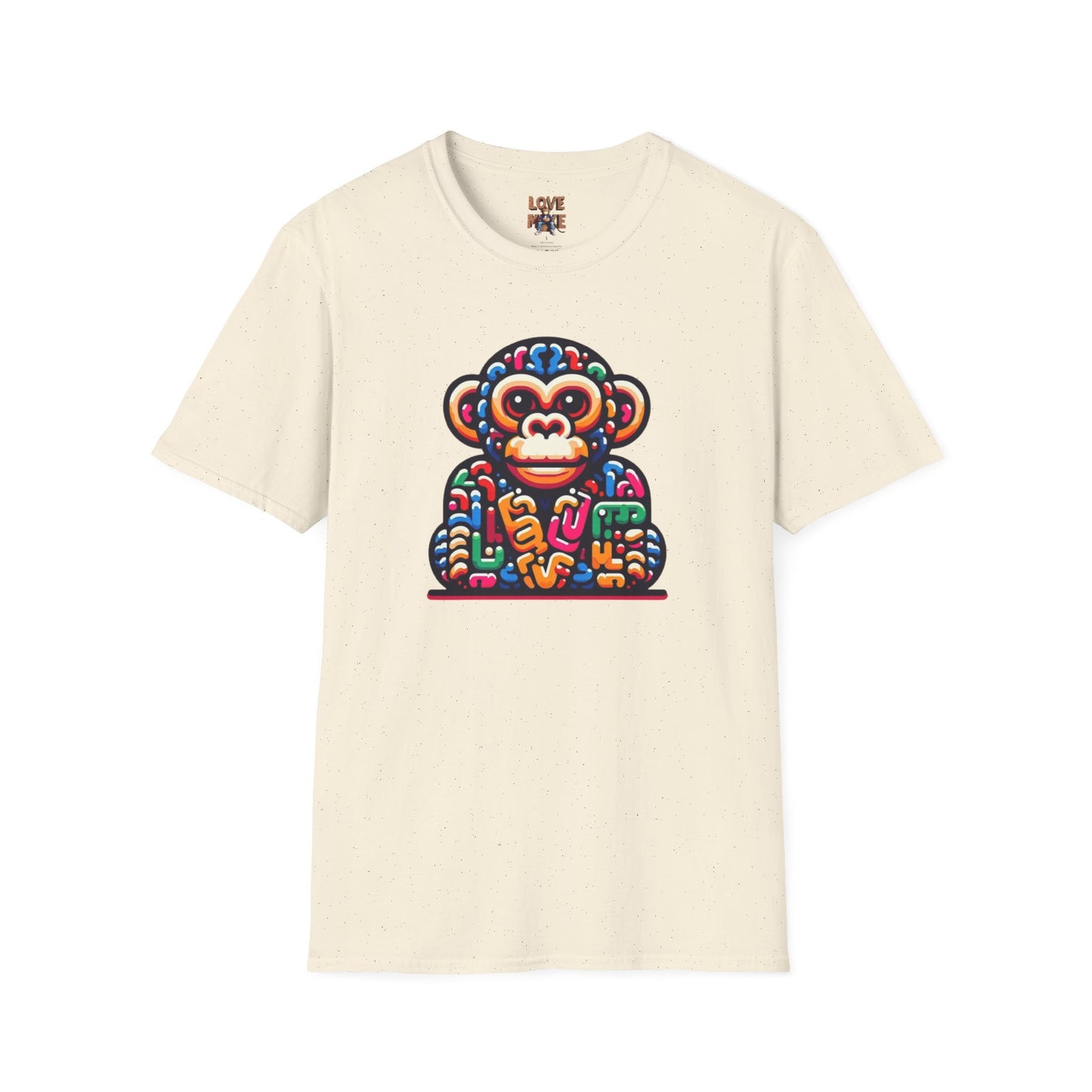 T-Shirt - Love Monkey Design, Trendy Unisex Softstyle Tee, Stylish & Cool Casual Wear, Perfect Gift for Any Occasion