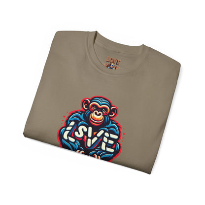 Love Monkey T-Shirt - Trendy Unisex Softstyle Tee for Everyday Style, Ideal Gift for Friends, Family & Loved