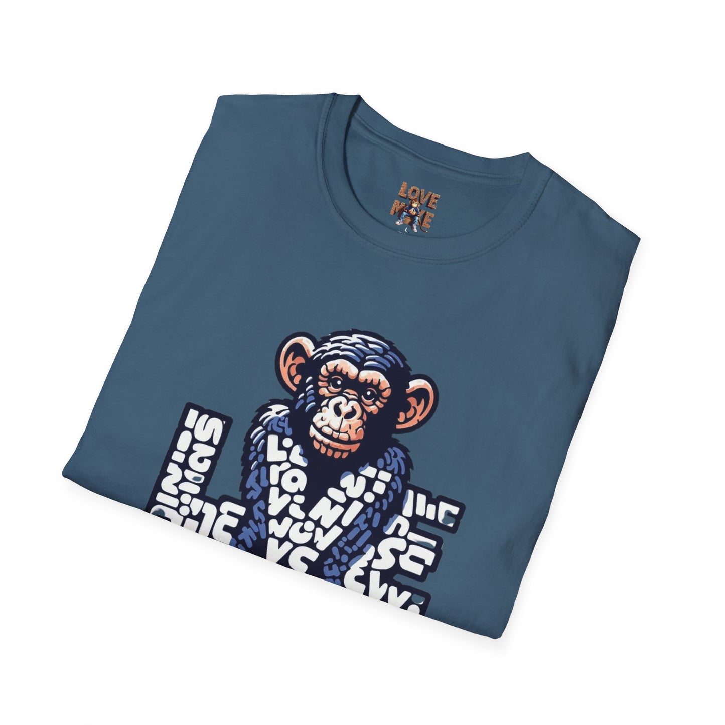 T-shirt Love Monkey Design, Cool & Stylish Tee, Perfect for Casual Wear and a Unique Gift for Friends and Family