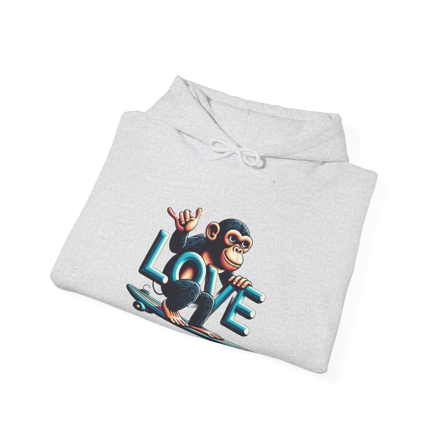 Hoodie Love Monkey Skate - Unisex Heavy Blend™ Hooded Sweatshirt, Comfy Skateboarding Apparel, Perfect Gift for Skaters