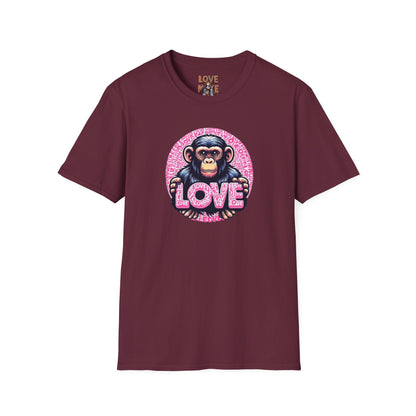 T Shirt with Unique Love Monkey Graphic, Stylish & Trendy, Ideal for Everyday Wear, Fun Gift Idea