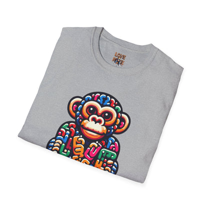 T-Shirt - Love Monkey Design, Trendy Unisex Softstyle Tee, Stylish & Cool Casual Wear, Perfect Gift for Any Occasion