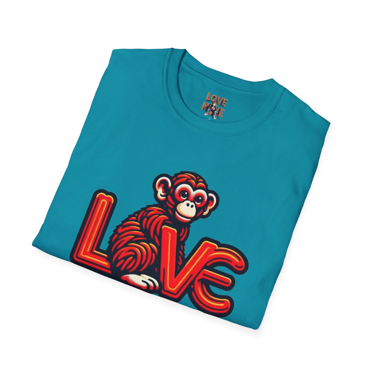 T-shirt Love Monkey Design - Cool, Stylish & Trendy - Perfect for Casual Wear - Unique Gift Idea