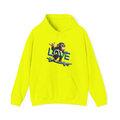 Hoodie Love Monkey Skate - Unisex Heavy Blend™ Hooded Sweatshirt, Comfy Skateboarding Apparel, Perfect Gift for Skaters