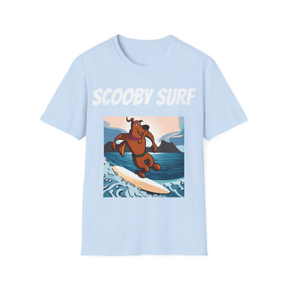 Scooby Surf T-Shirt Surfs Up - Unisex Softstyle Tee, Perfect for Beach Lovers & Water Sports Enthusiasts, Great Gift Idea