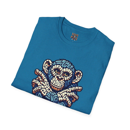 Love Monkey T-Shirt - Unique Designer Graphic Tee, Perfect Casual Wear, Ideal Designer Wear Gift