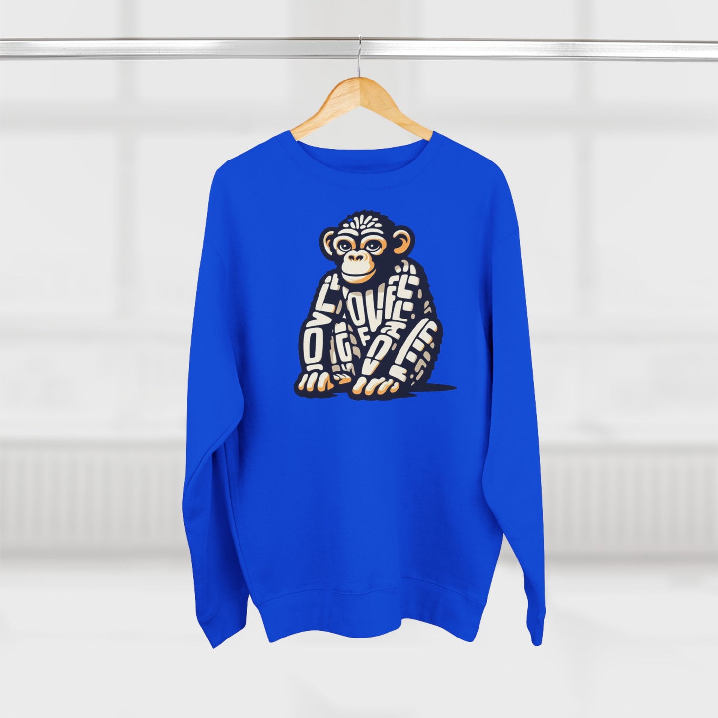 Love Monkey Sweatshirt, Unisex Premium Crewneck, Cosy Casual Wear for Him & Her, Ideal Christmas or Birthday Gift