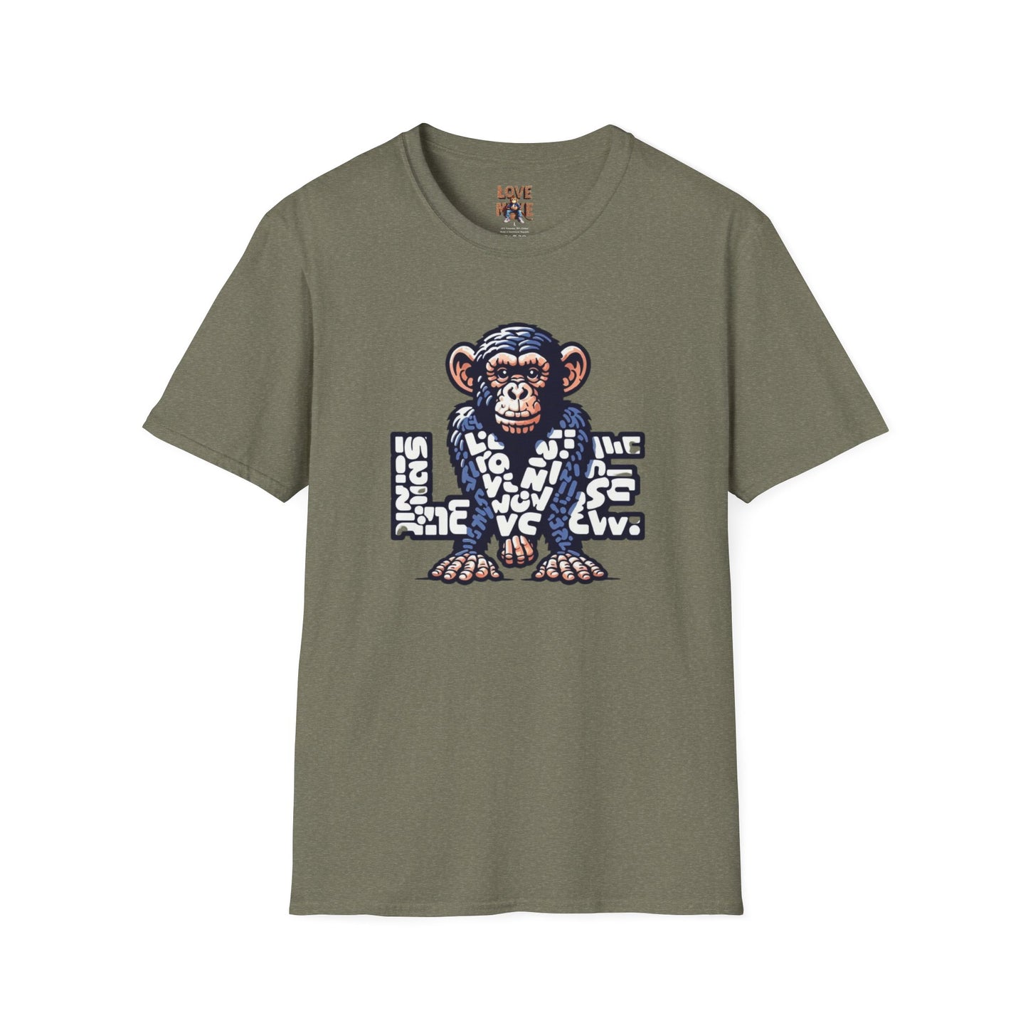 T-shirt Love Monkey Design, Cool & Stylish Tee, Perfect for Casual Wear and a Unique Gift for Friends and Family