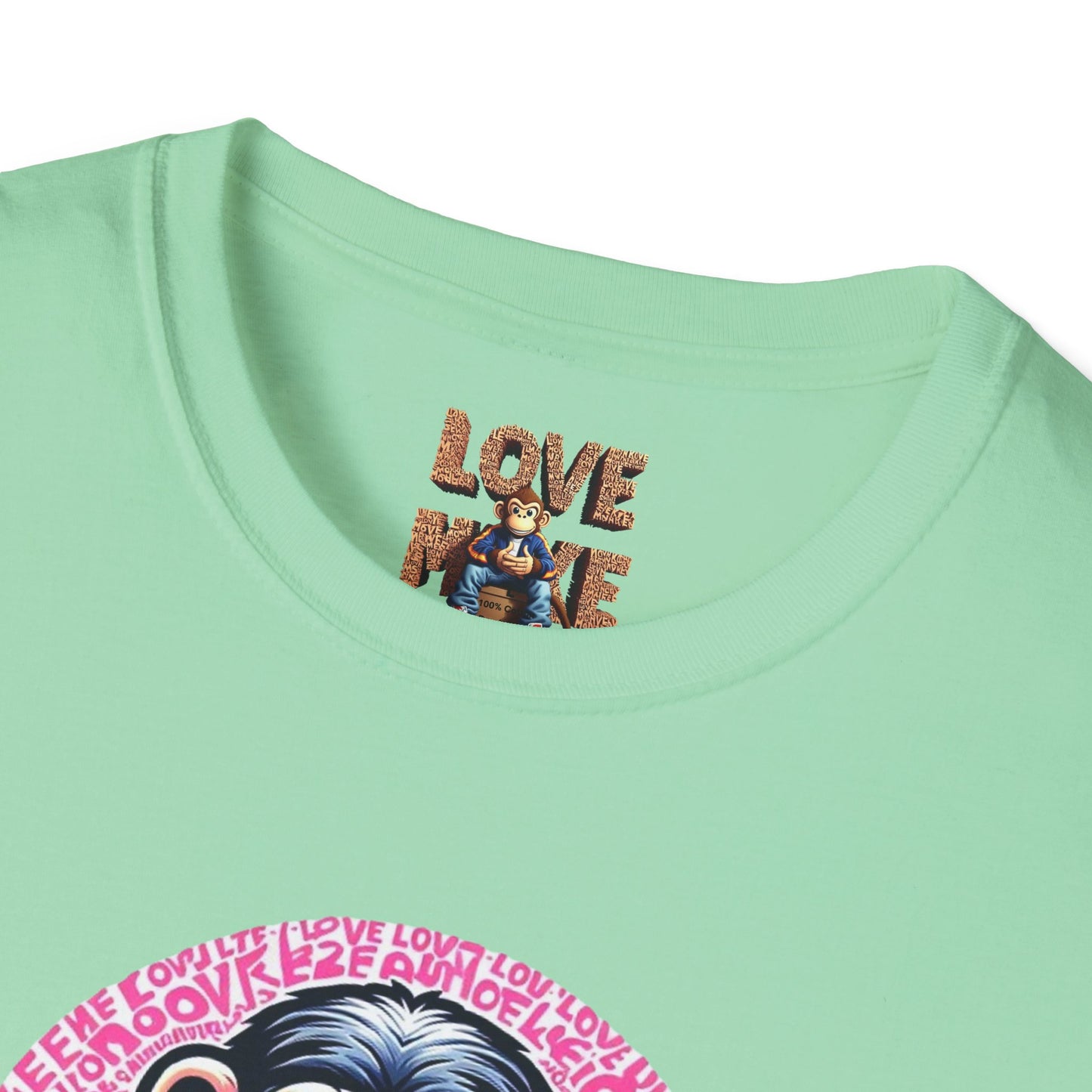 T Shirt with Unique Love Monkey Graphic, Stylish & Trendy, Ideal for Everyday Wear, Fun Gift Idea