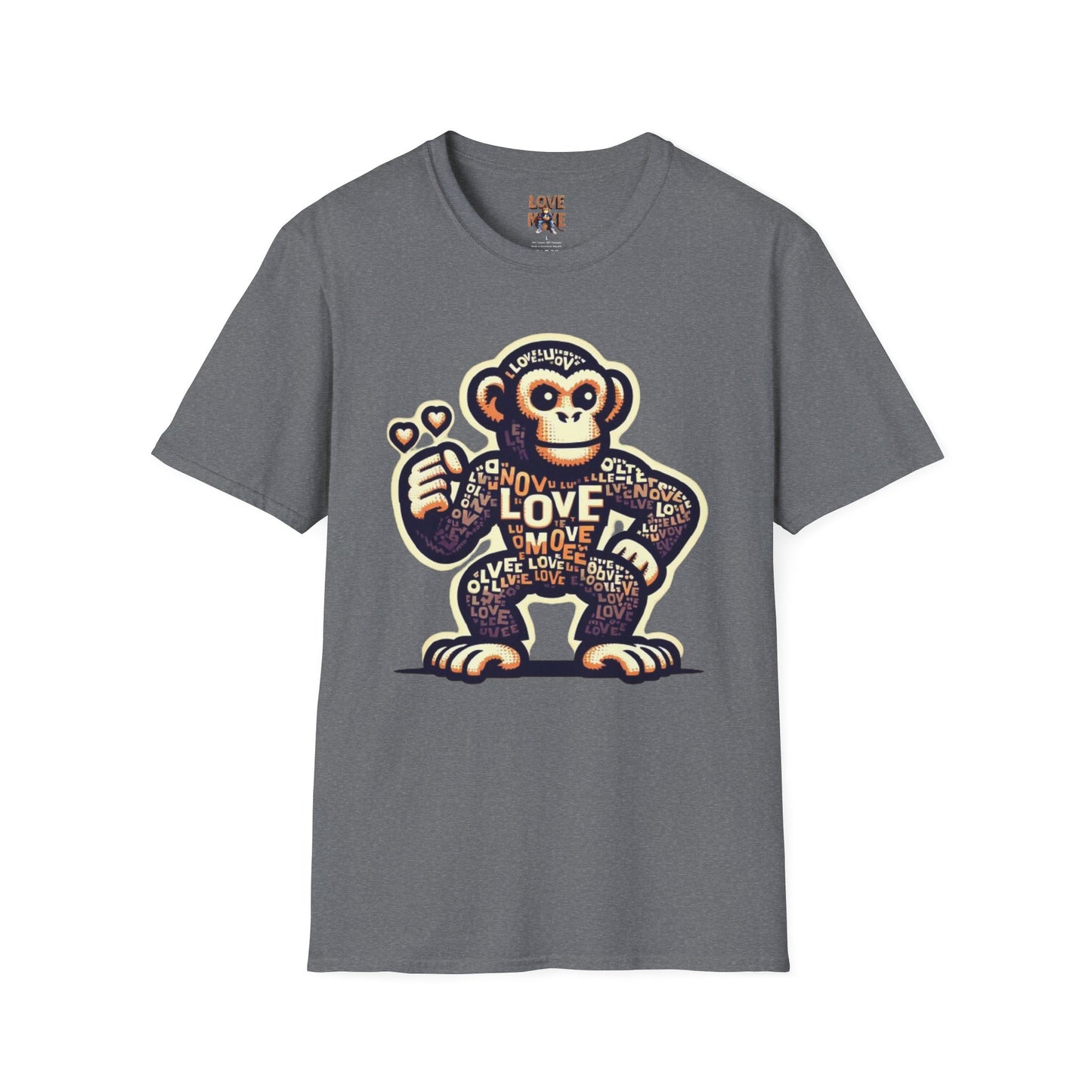 T-Shirt Love Monkey - Cool, Stylish & Trendy Unisex Softstyle Tee for Casual Wear, Perfect Gift for Friends and Family