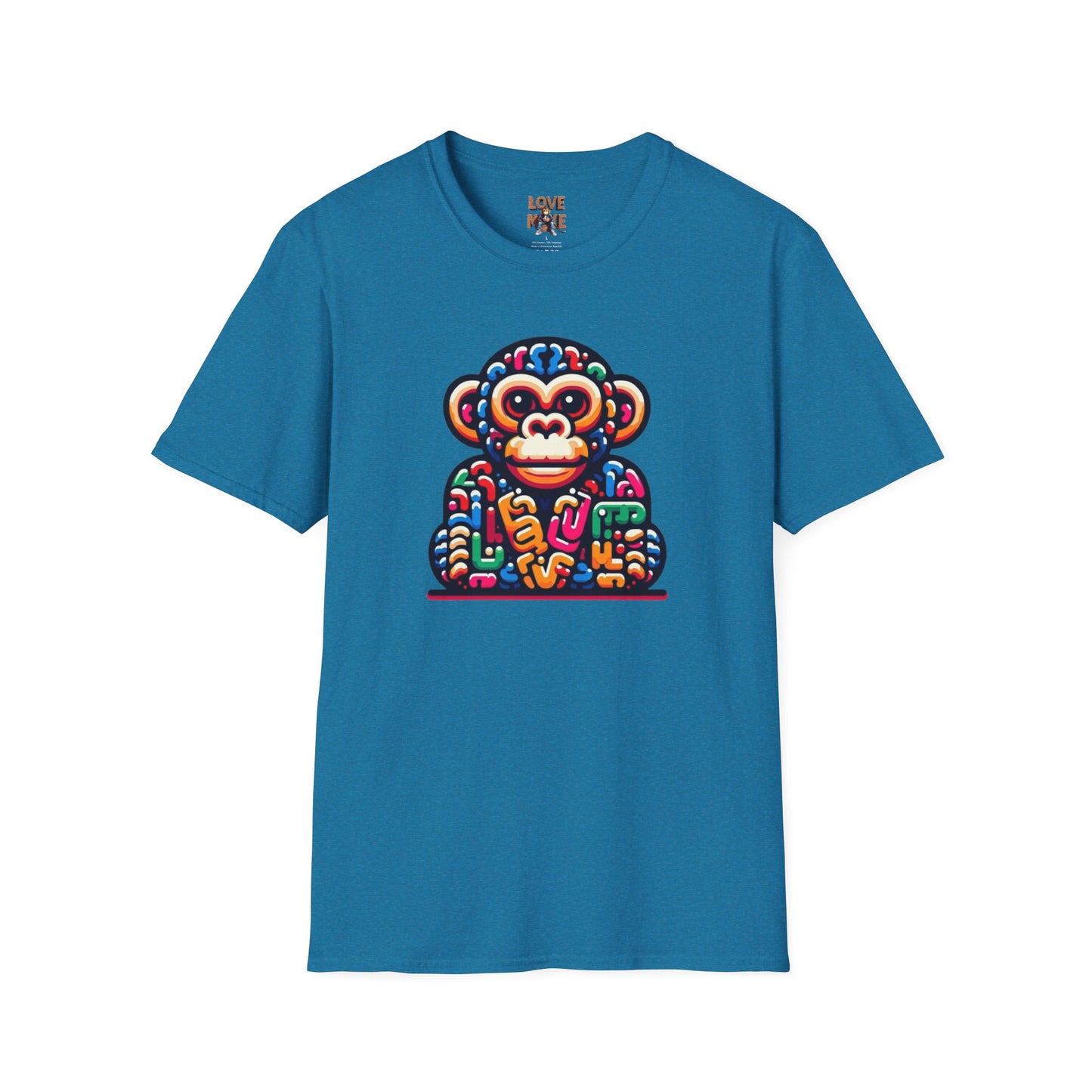 T-Shirt - Love Monkey Design, Trendy Unisex Softstyle Tee, Stylish & Cool Casual Wear, Perfect Gift for Any Occasion