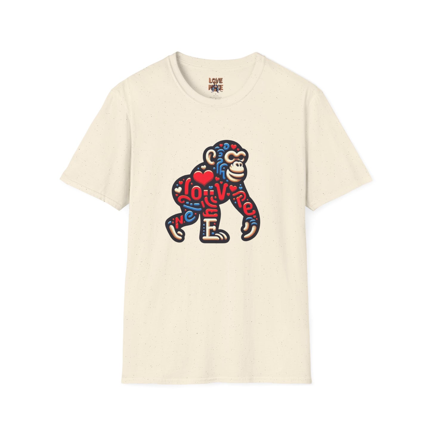 T-Shirt Love Monkey - Unisex Softstyle Casual Wear, Fashionable & Unique Gift for Friends, Family, Birthdays and More