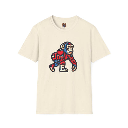 T-Shirt Love Monkey - Unisex Softstyle Casual Wear, Fashionable & Unique Gift for Friends, Family, Birthdays and More