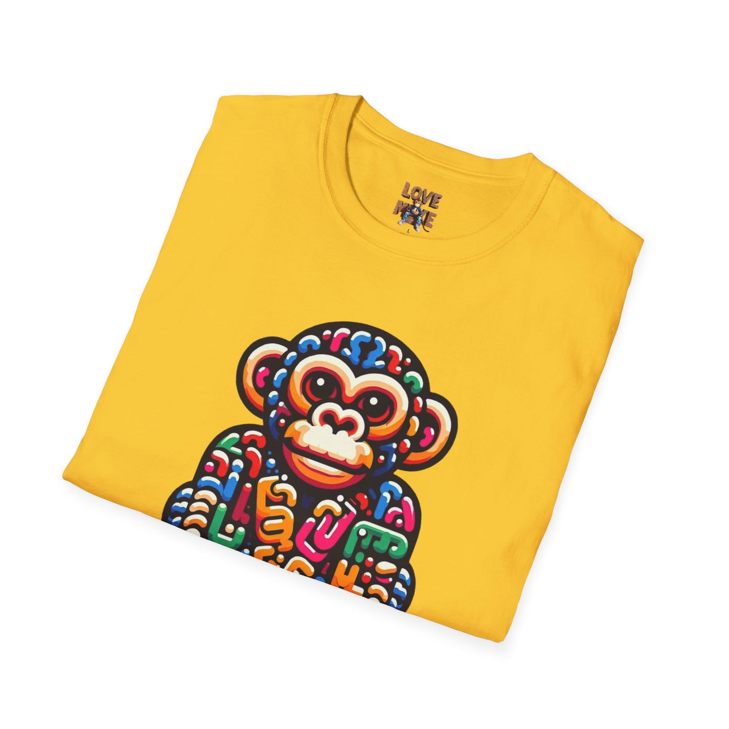 T-Shirt - Love Monkey Design, Trendy Unisex Softstyle Tee, Stylish & Cool Casual Wear, Perfect Gift for Any Occasion