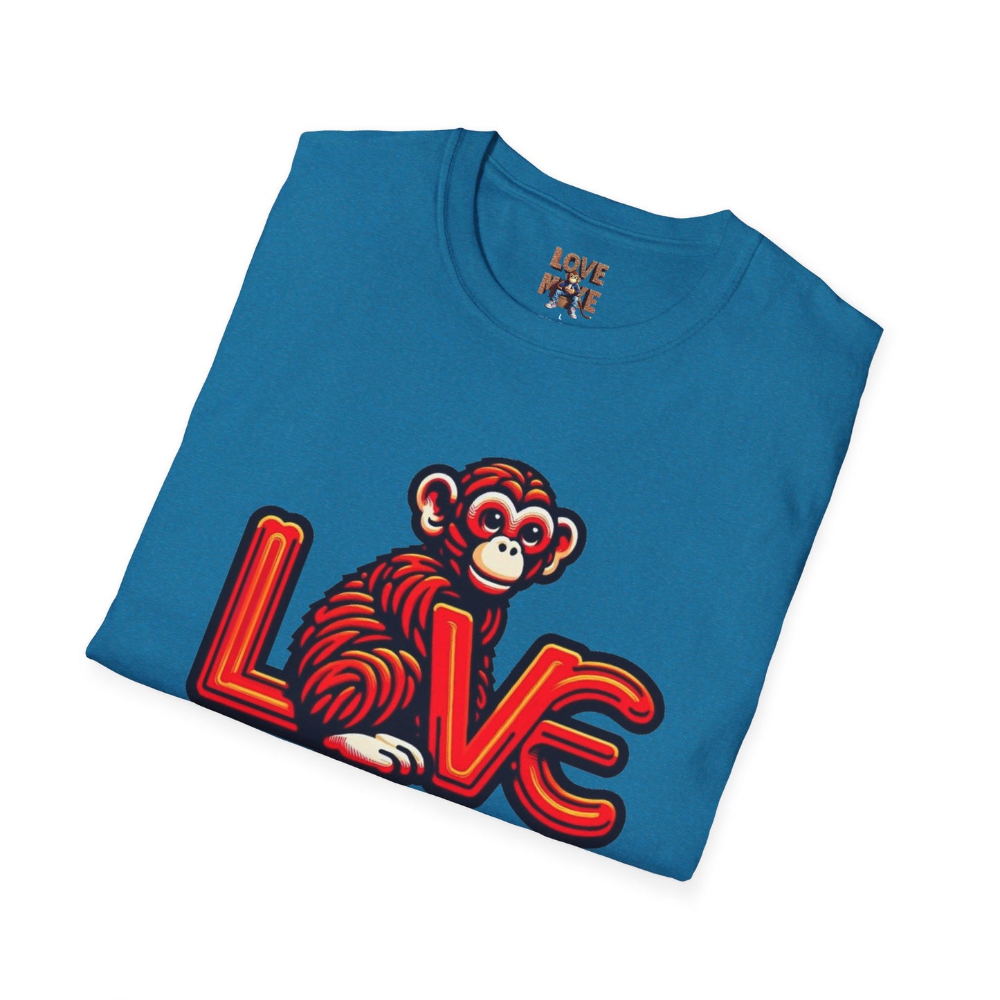 T-shirt Love Monkey Design - Cool, Stylish & Trendy - Perfect for Casual Wear - Unique Gift Idea