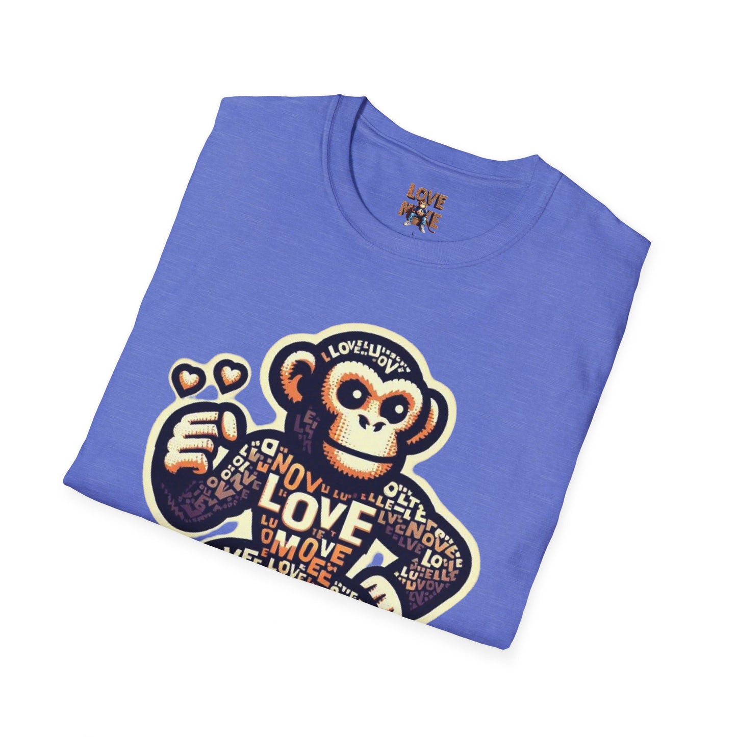 T-Shirt Love Monkey - Cool, Stylish & Trendy Unisex Softstyle Tee for Casual Wear, Perfect Gift for Friends and Family