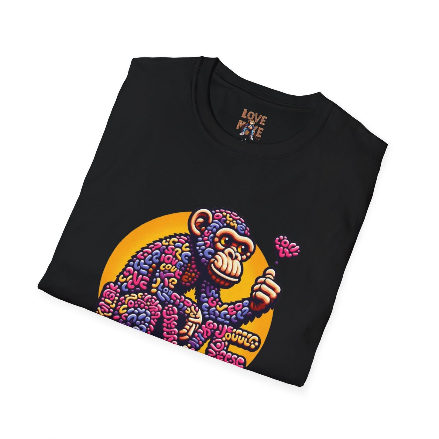 T-Shirt - Love Monkey Design, Trendy Unisex Softstyle Tee, Stylish & Cool Casual Wear, Perfect Gift for Any Occasion