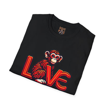 T-shirt Love Monkey Design - Cool, Stylish & Trendy - Perfect for Casual Wear - Unique Gift Idea