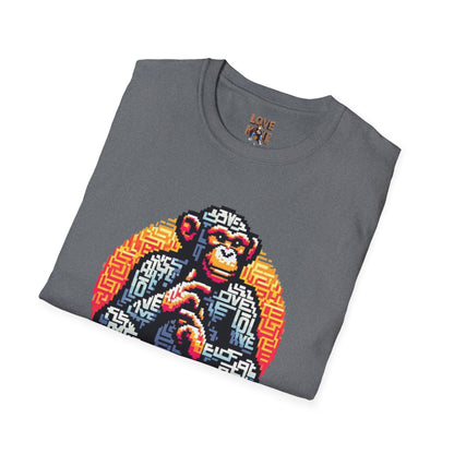 T-Shirt Love Monkey - Unisex Softstyle Casual Wear, Fashionable & Unique Gift for Friends, Family, Birthdays and More