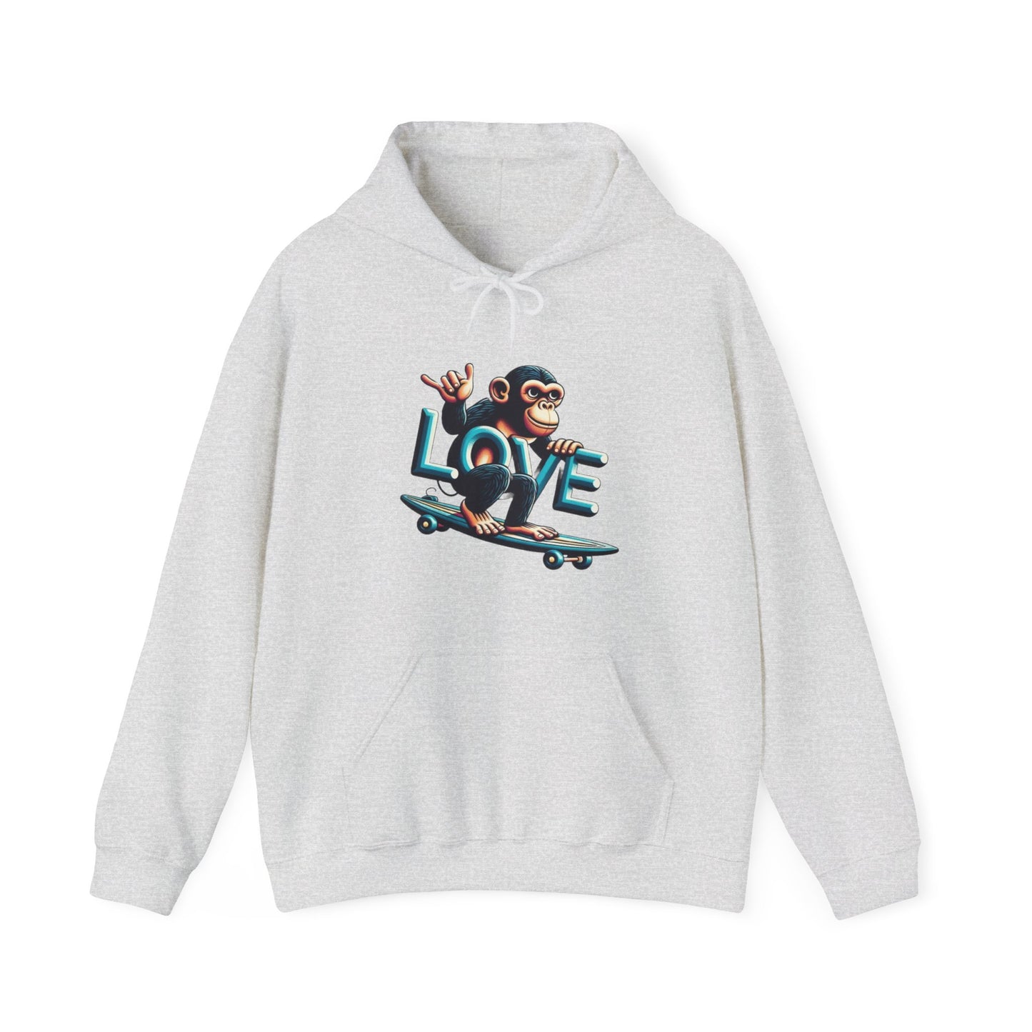 Hoodie Love Monkey Skate - Unisex Heavy Blend™ Hooded Sweatshirt, Comfy Skateboarding Apparel, Perfect Gift for Skaters