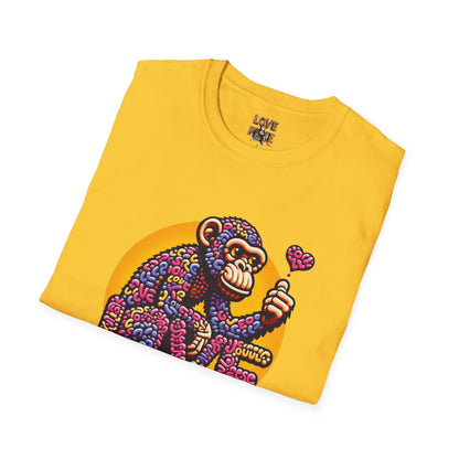 T-Shirt - Love Monkey Design, Trendy Unisex Softstyle Tee, Stylish & Cool Casual Wear, Perfect Gift for Any Occasion