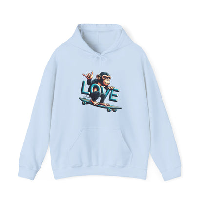 Hoodie Love Monkey Skate - Unisex Heavy Blend™ Hooded Sweatshirt, Comfy Skateboarding Apparel, Perfect Gift for Skaters