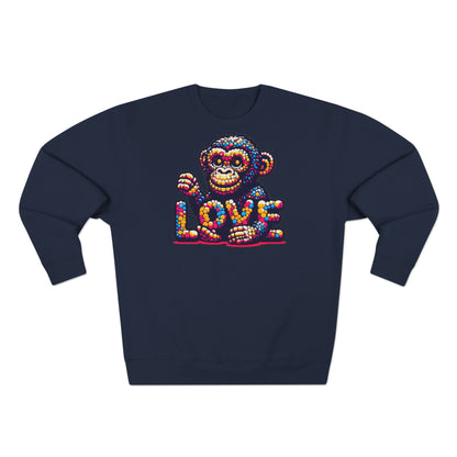 Love Monkey Sweatshirt, Unisex Premium Crewneck, Cozy Casual Wear for Him & Her, Ideal Christmas or Birthday Gift