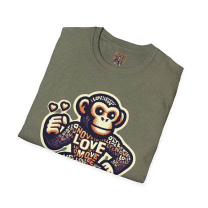 T-Shirt Love Monkey - Cool, Stylish & Trendy Unisex Softstyle Tee for Casual Wear, Perfect Gift for Friends and Family