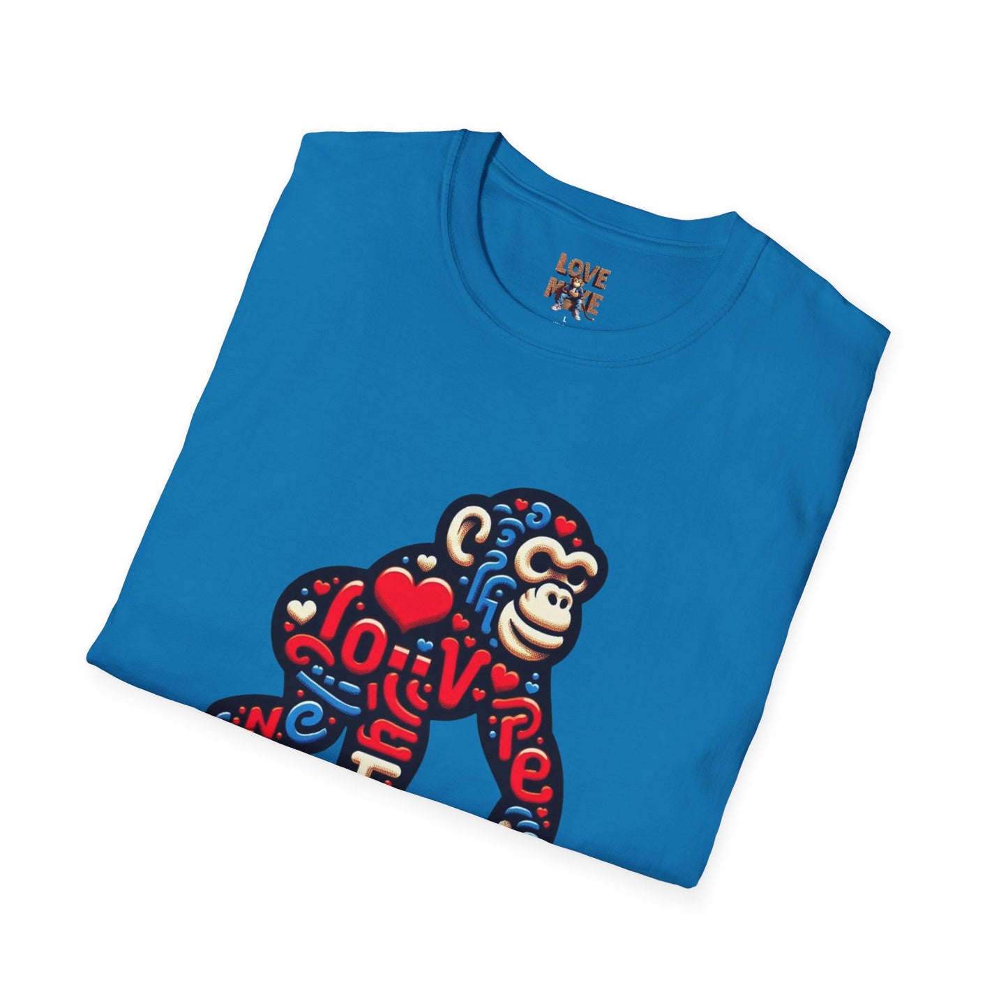 T-Shirt Love Monkey - Unisex Softstyle Casual Wear, Fashionable & Unique Gift for Friends, Family, Birthdays and More